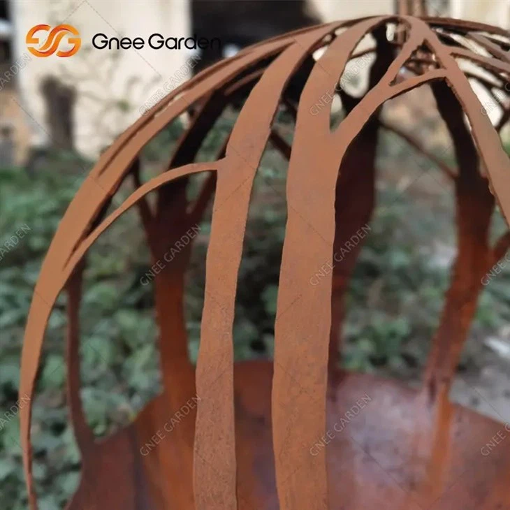 Outdoor Corten Steel Fireball Woodland Scene