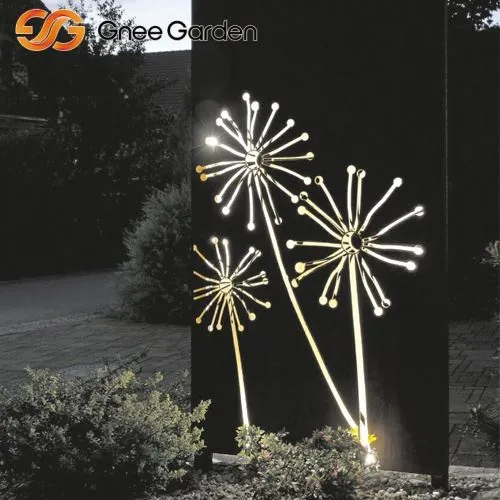 Ecran de confidențialitate în aer liber din oțel Corten cu model de păpădie