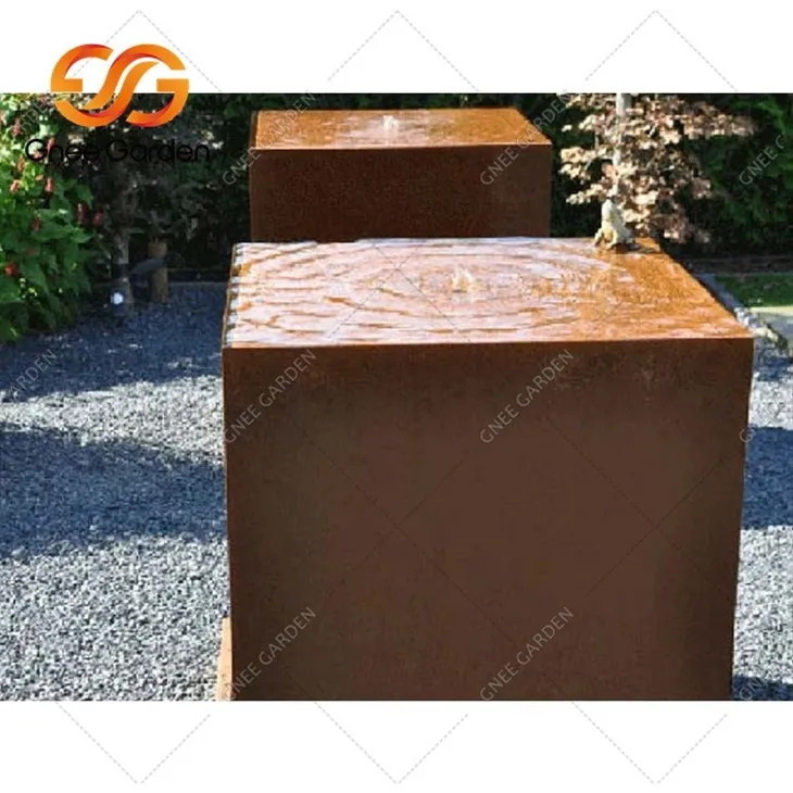 rusted steel water feature