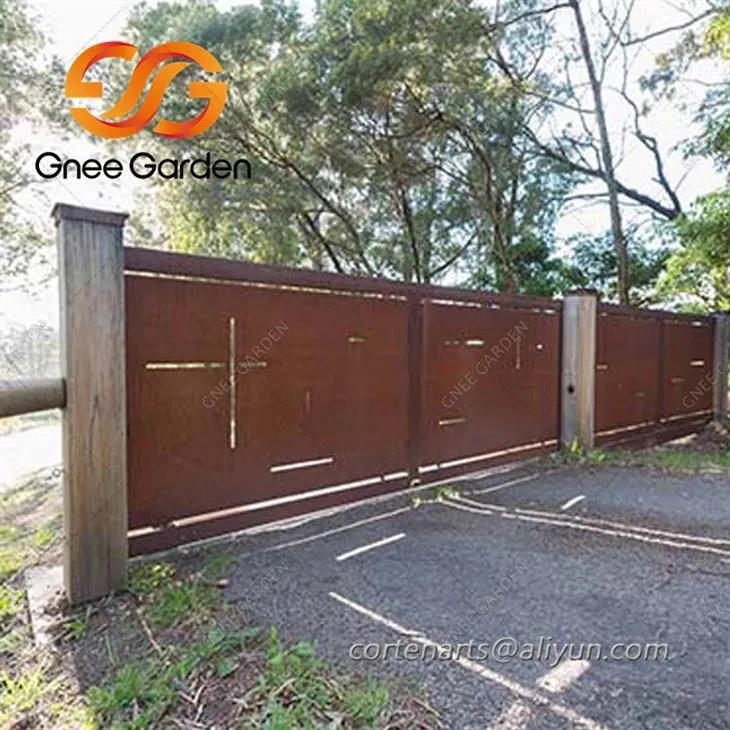 corten steel metal backyard gate design