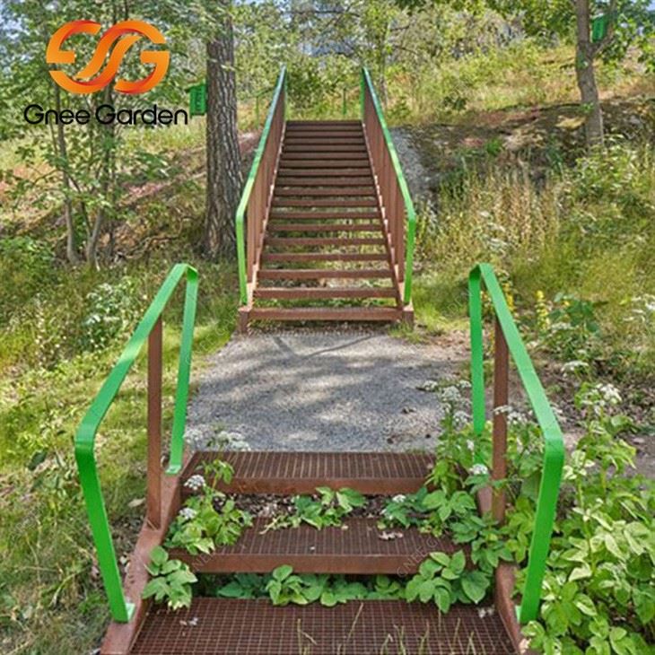 Rusty Weathering Steel Garden Stairs