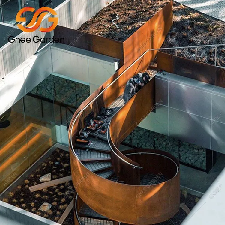 Borduri pentru exterior, din oțel corten, rugină