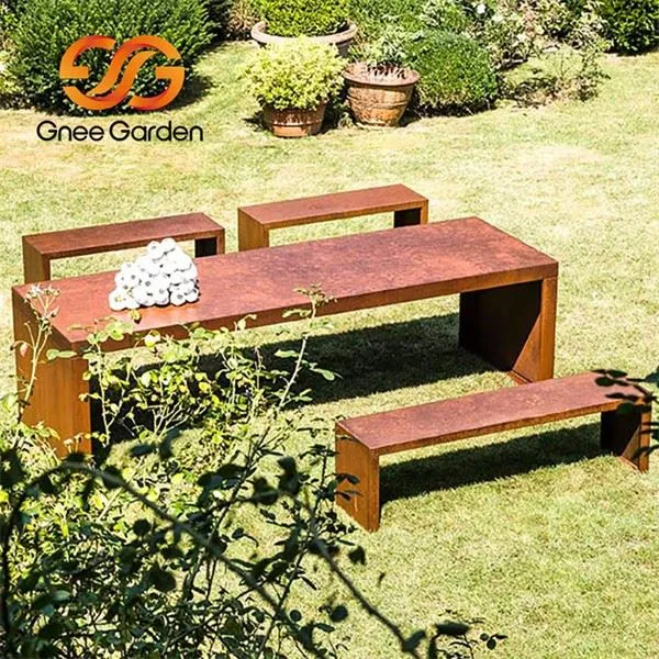 Corten steel garden bench