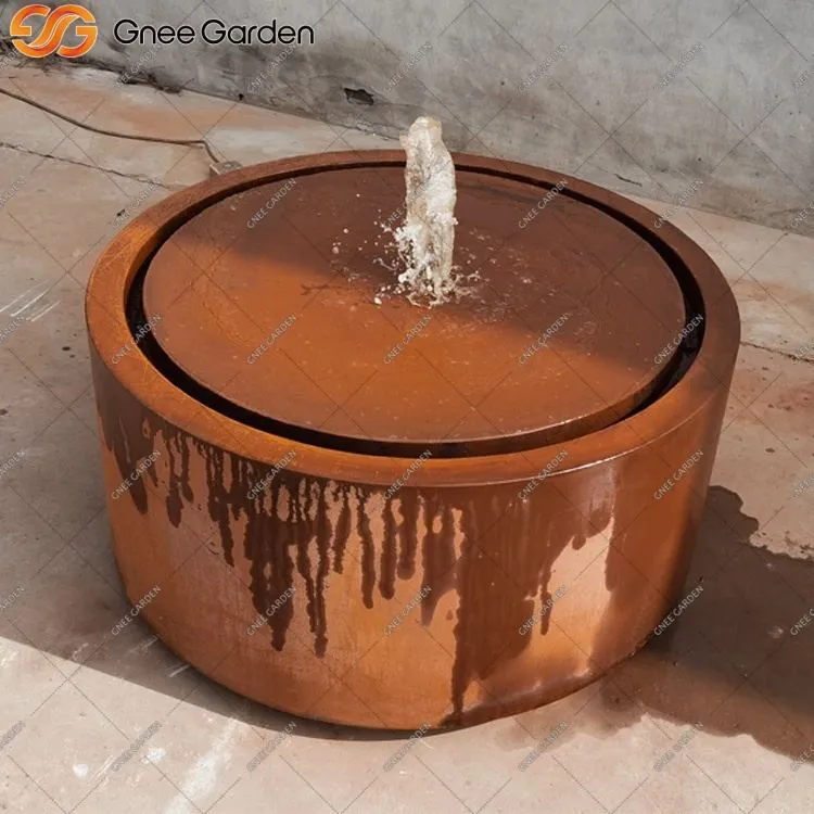 Fântână modernă din oțel corten cu lumini LED