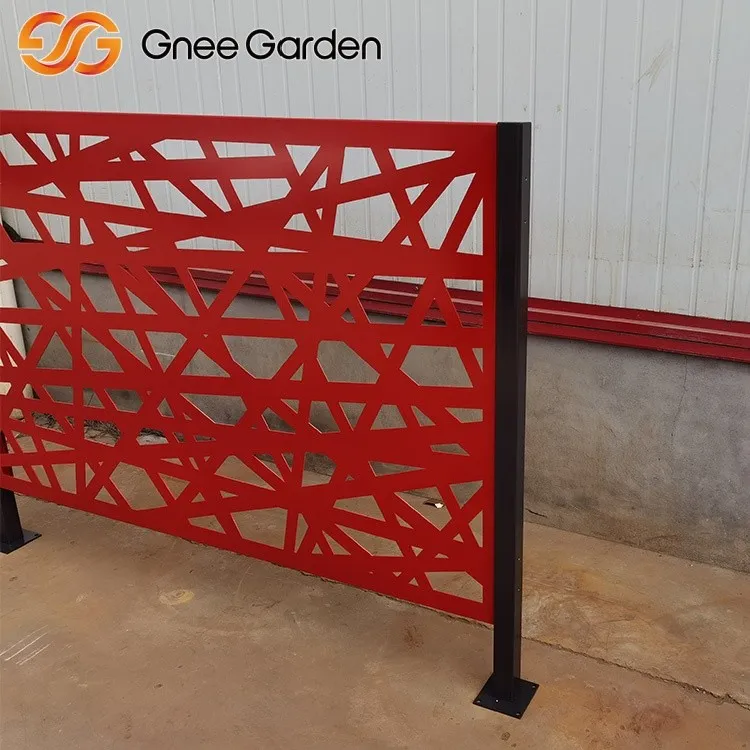 Contemporary Red Abstract Corten Metal Fence