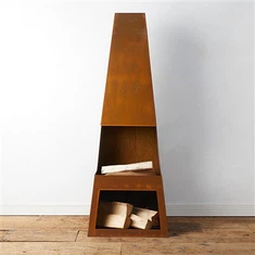 Chemineu de exterior din oțel corten cu design modern