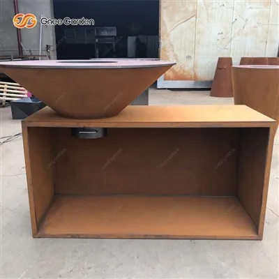 Plancha portabilă pentru grătar cu cărbune din oțel corten